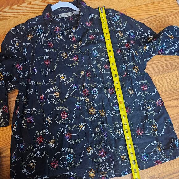Embroidered Floral Button Down Linen Blend Jacket - Picture 5 of 7